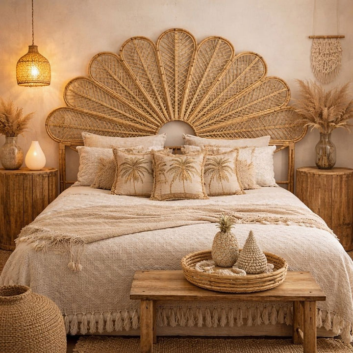 Cabeceira Cama Casal Rattan Modelo:Trevo 02