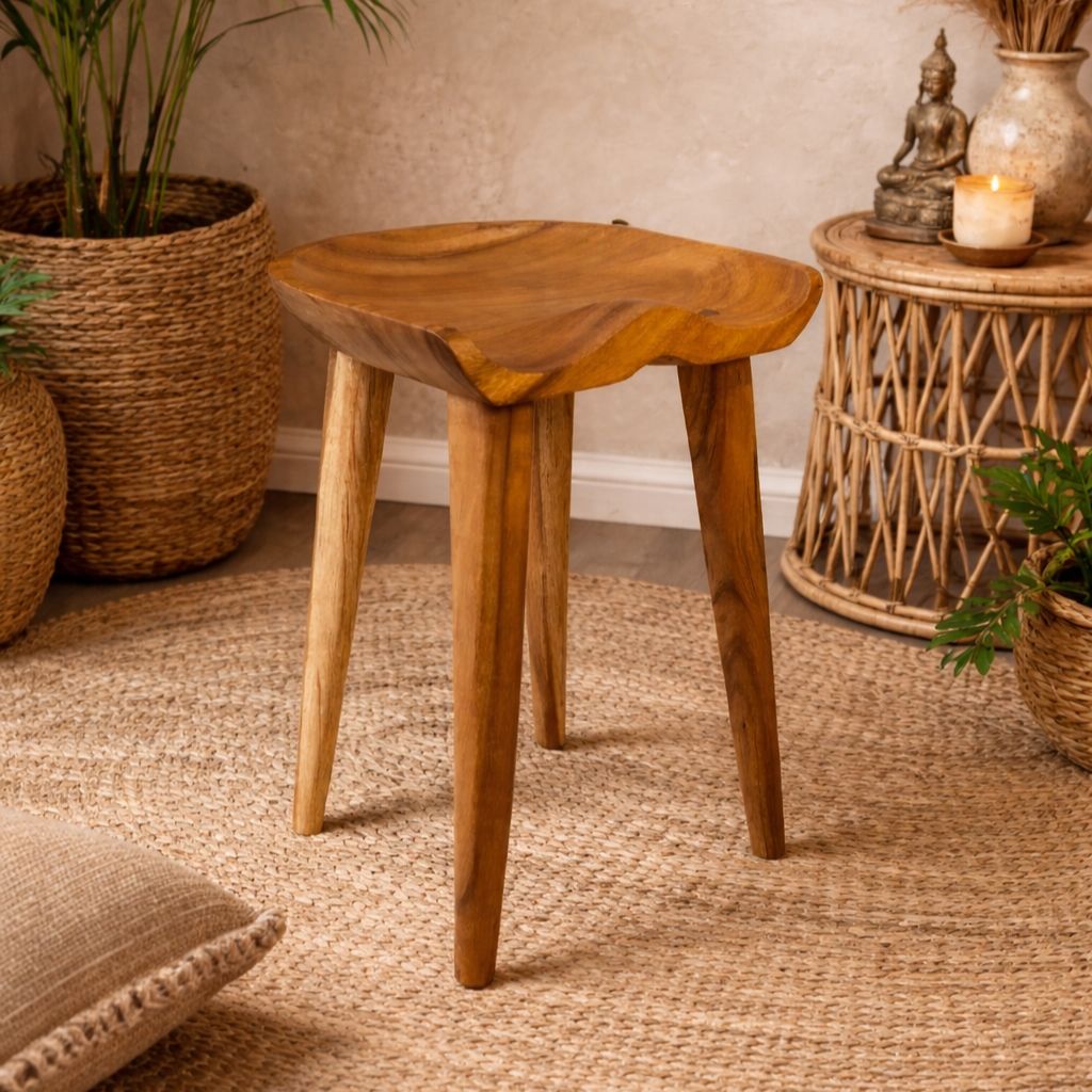 Banquinho Madeira Suar Dobrada 55x42x36 cm