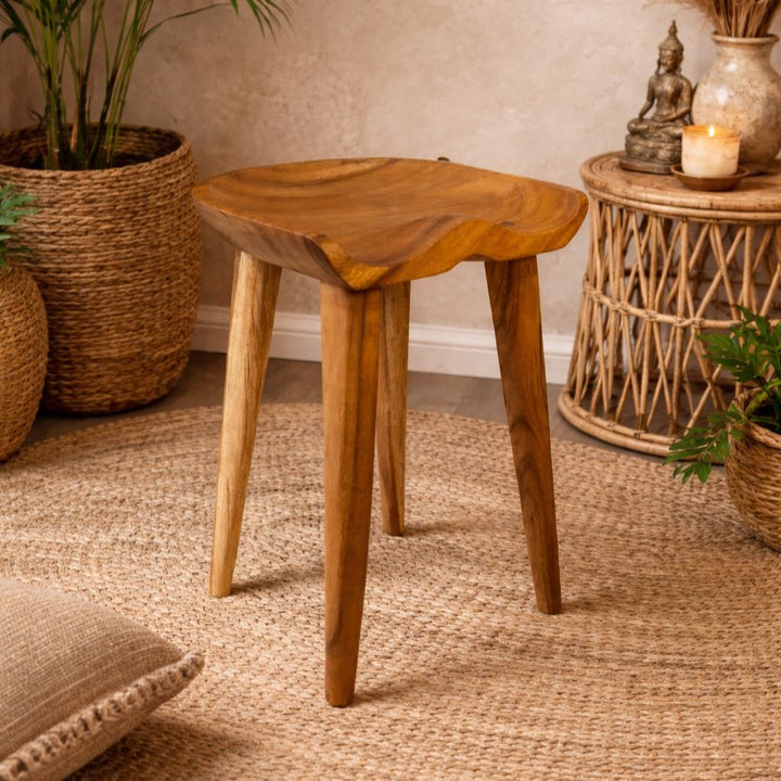 Banquinho Madeira Suar Dobrada 55x42x36 cm