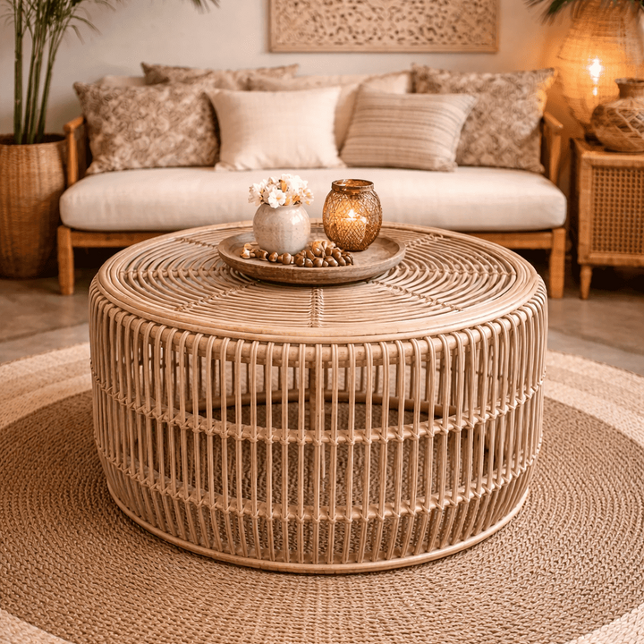 Mesa de Canto Rattan redonda 72x53 cm