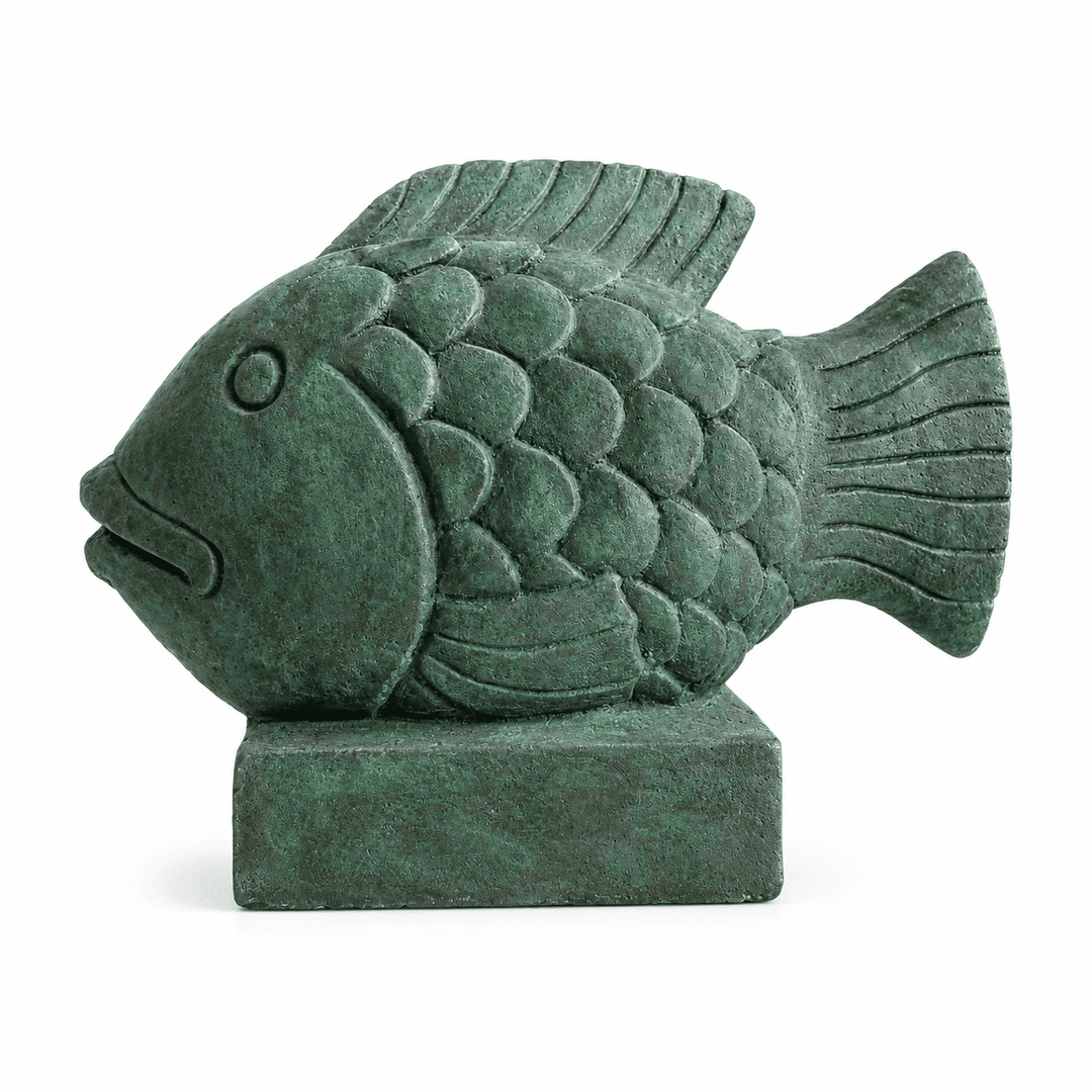Fonte de água em Concreto Peixe Verde 52x40x23 cm