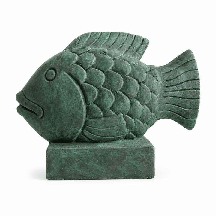 Fonte de água em Concreto Peixe Verde 52x40x23 cm
