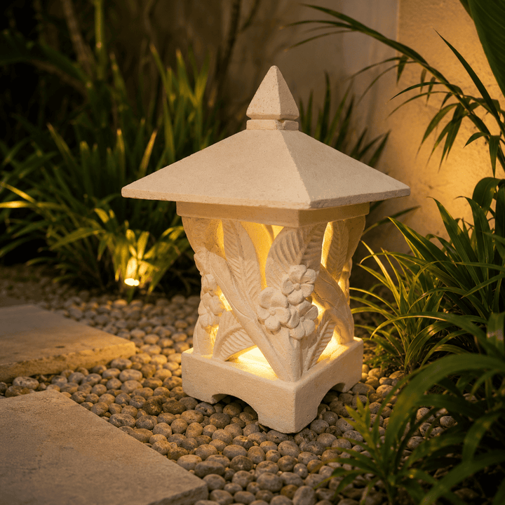 Luminária de Chão para Jardim - Cimento Bege