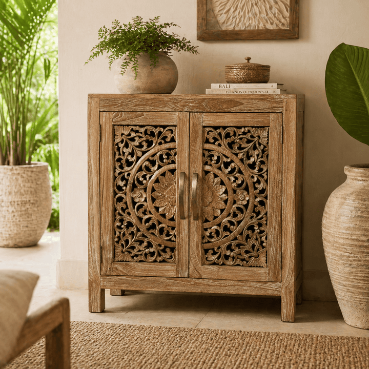 Balcão Gabinete de Madeira Teca 80x40x85 cm