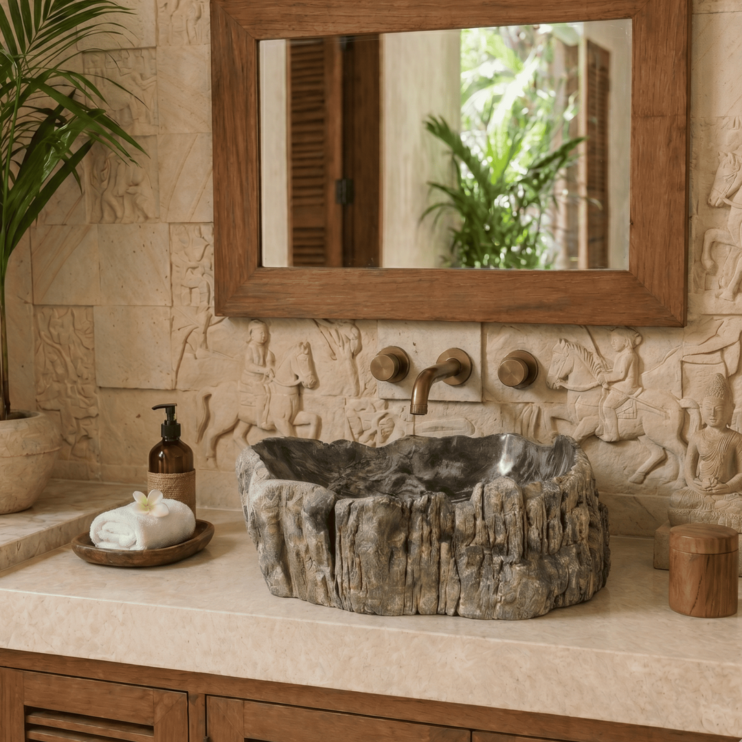 Cuba de Madeira Fossilizada 63x17x48 cm