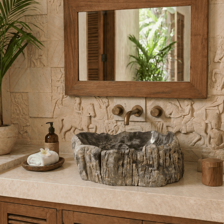 Cuba de Madeira Fossilizada 63x17x48 cm