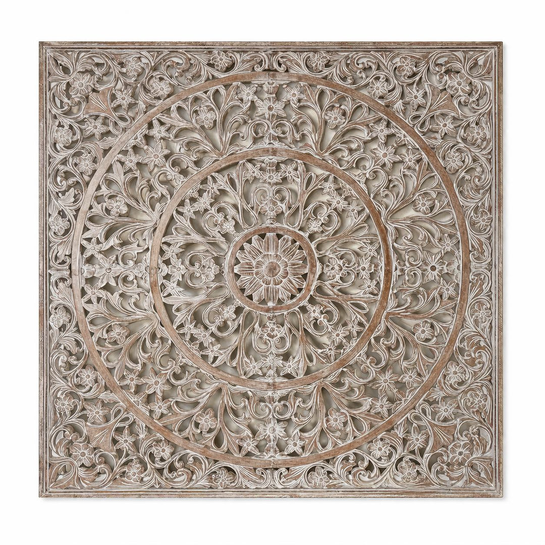 Painel Entalhado MDF e Madeira: Flores 1,5x1,5 m