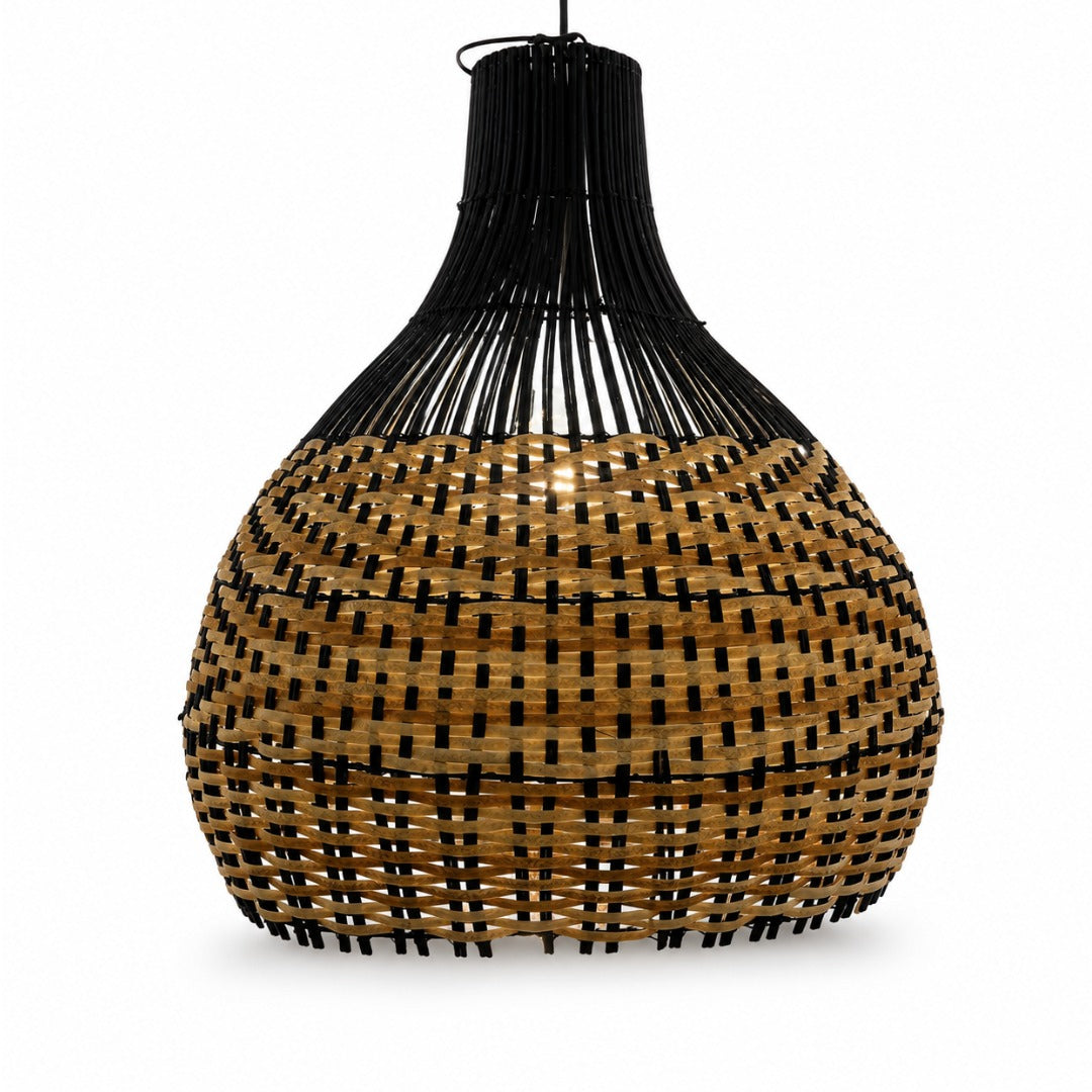 Luminária Cangu Preto/Marrom - Rattan