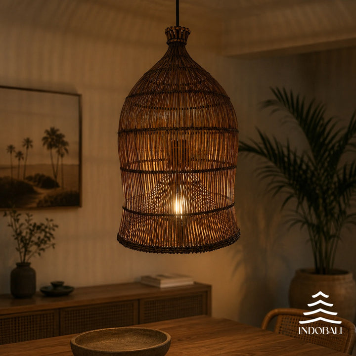 Luminária Bambu Asiático Sumbawa Marrom Escuro