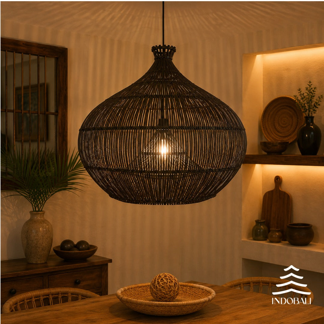 Luminária Nusa Penida Black Bambu Asiático