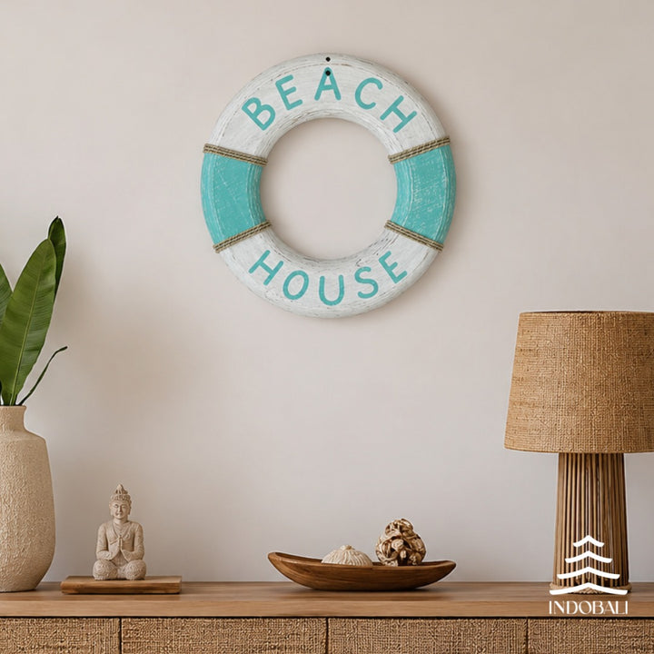 Placa de Madeira Beach House 50 cm