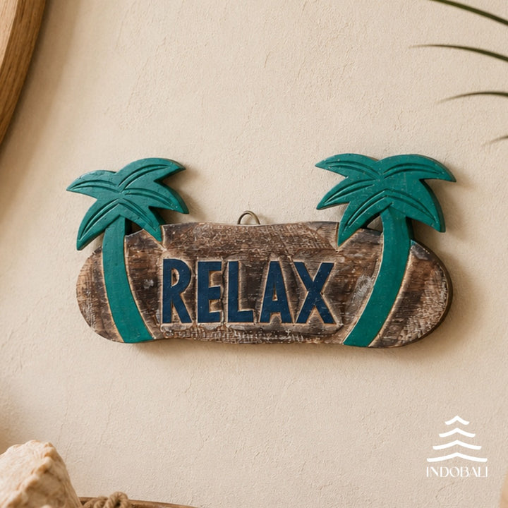 Placa com Palmeiras Relax - Marrom