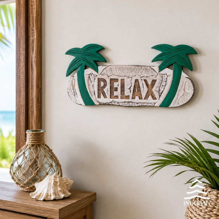 Placa com Palmeiras Relax - Branco