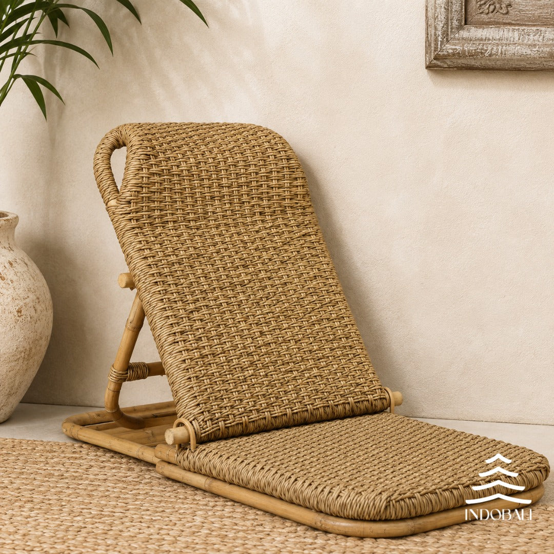 Espreguiçadeira Dobrável de Rattan Sintético Praia