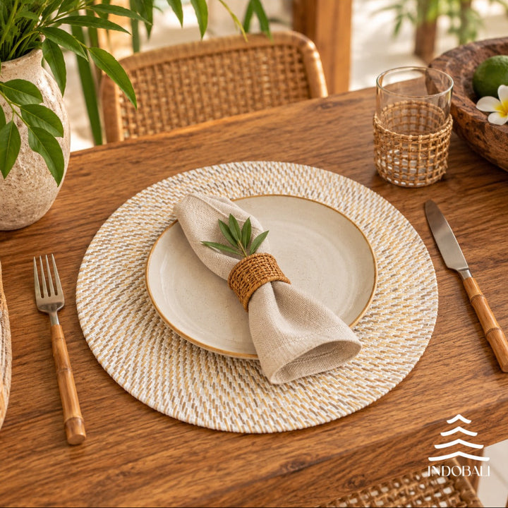 Sousplat Redondo - Branco Rattan