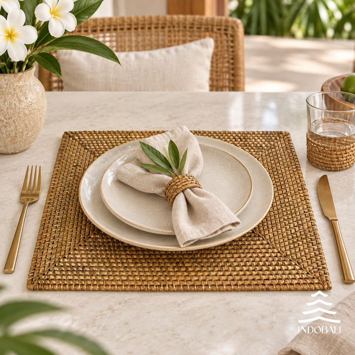 Sousplat Retangular Rattan - Natural
