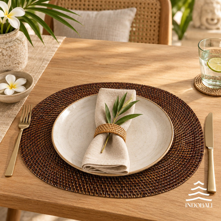 Sousplat Oval - Marrom Rattan