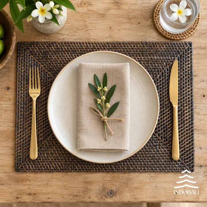 Sousplat Retangular Rattan - Marrom