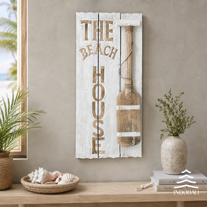 Placa The Beach House com Remo - Branco