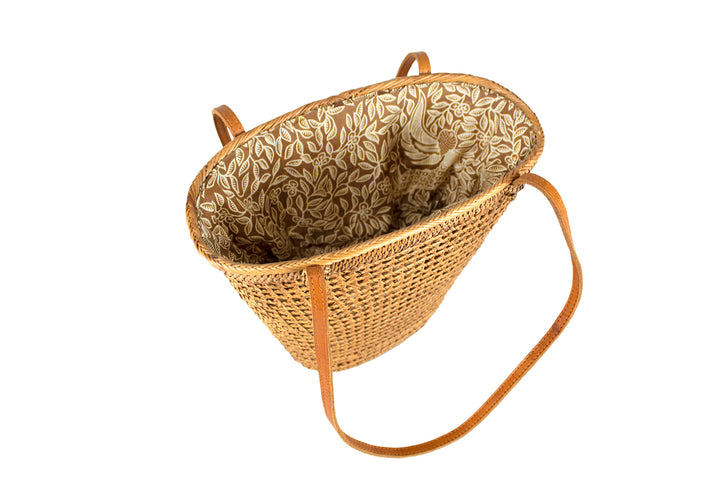 Bolsa Feminina V com Fundo Marrom Rattan Grass - IndoBali