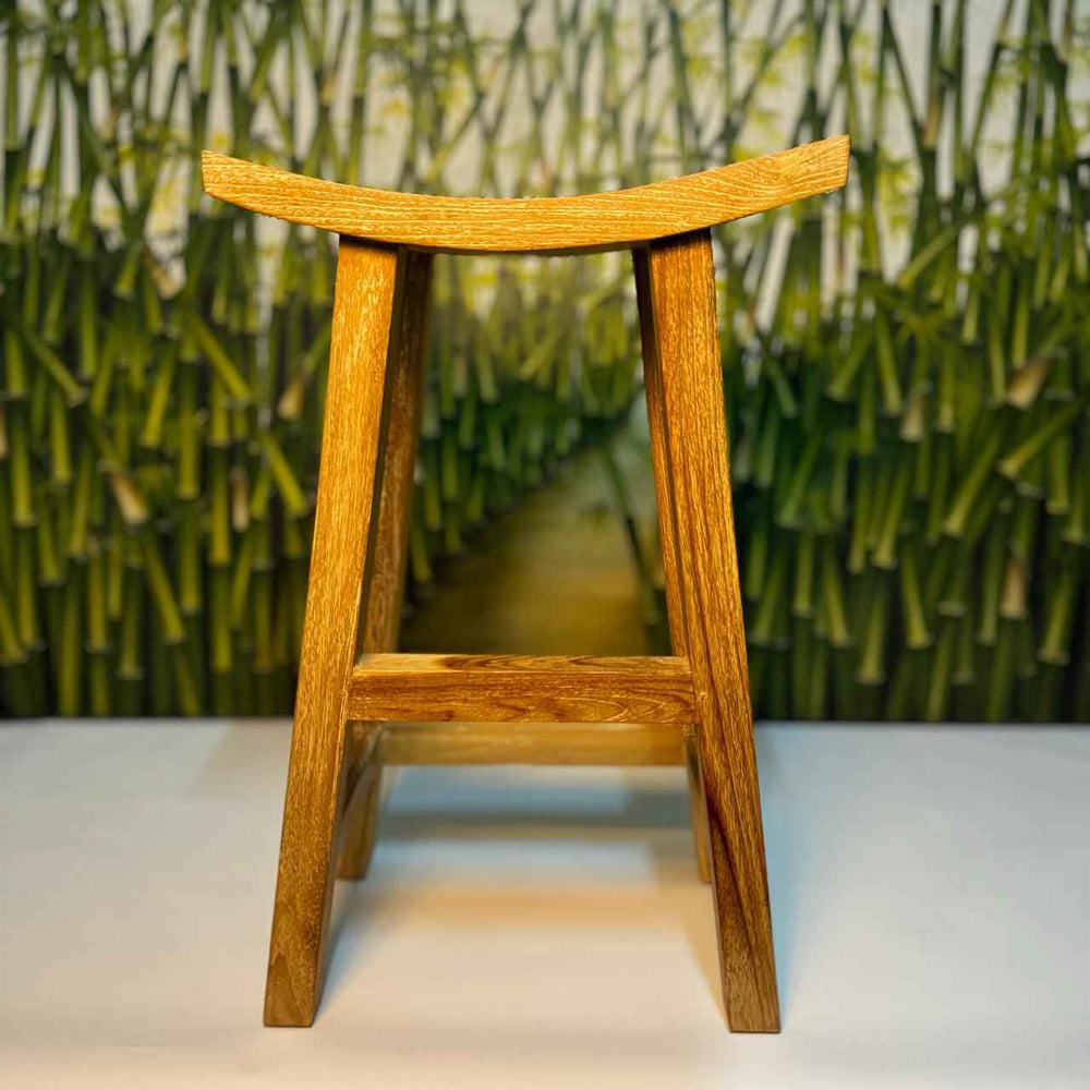 Banqueta Alta em Madeira Teca estilo Portal Japonês 50x30x80 cm