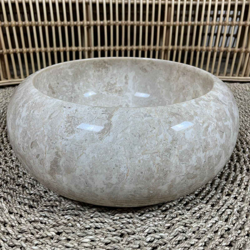 Cuba Redonda de Mármore Branco 40x15x40 cm