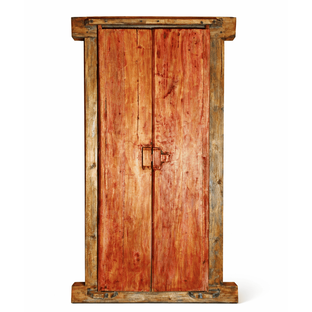Porta Portal de Madeira Teca de Demolição Entalhada - 100x220 cm
