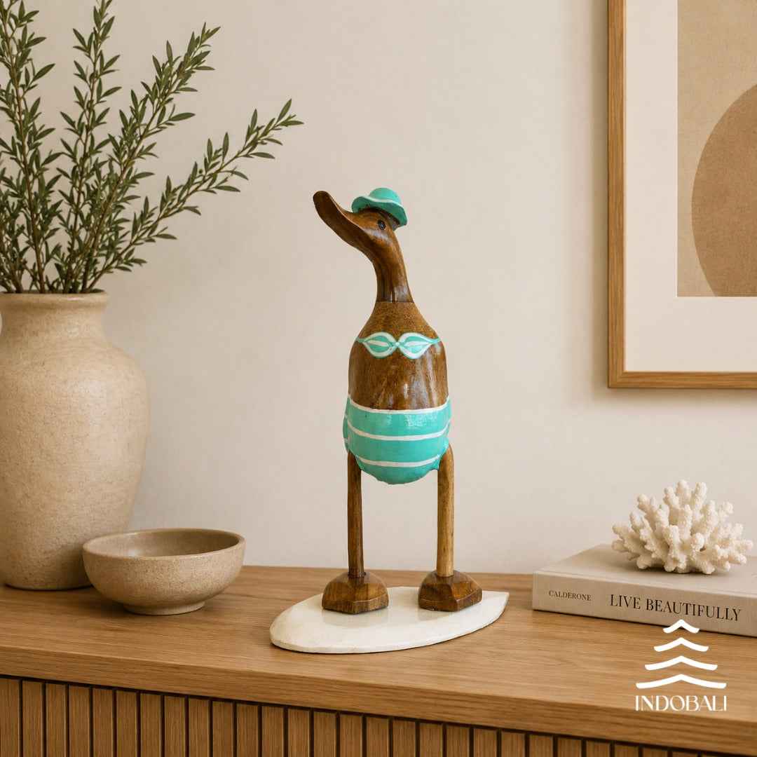 Pato Surfista com Biquíni - Verde Água