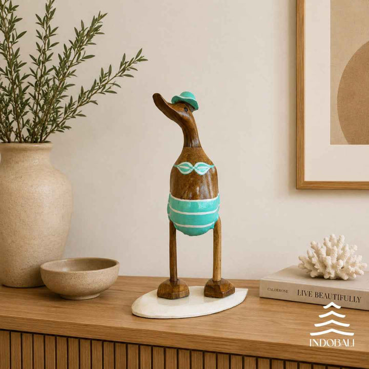 Pato Surfista com Biquíni - Verde Água