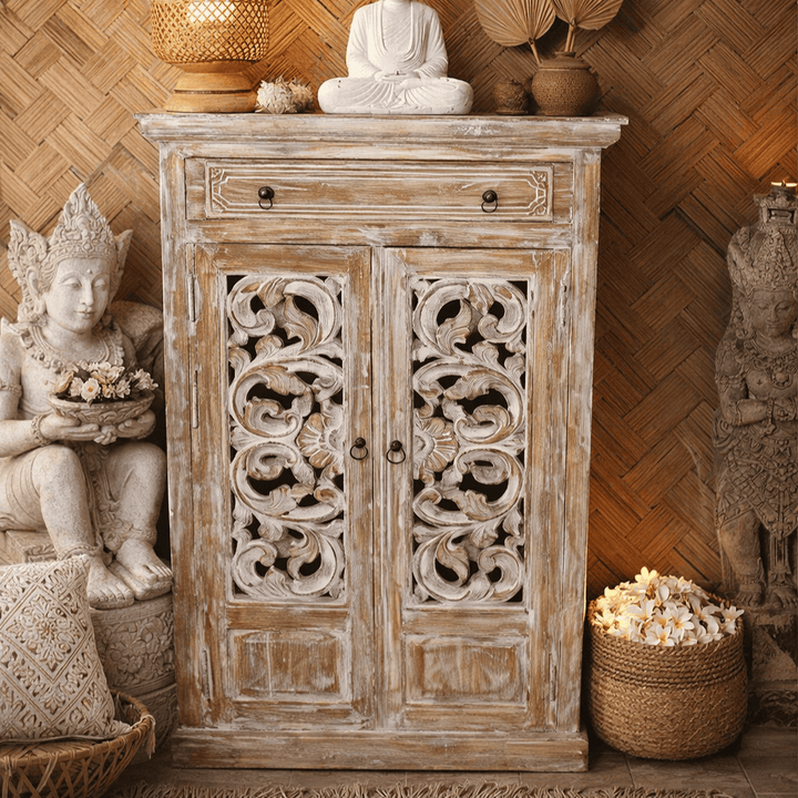 Armário Baixo Patinado Branco