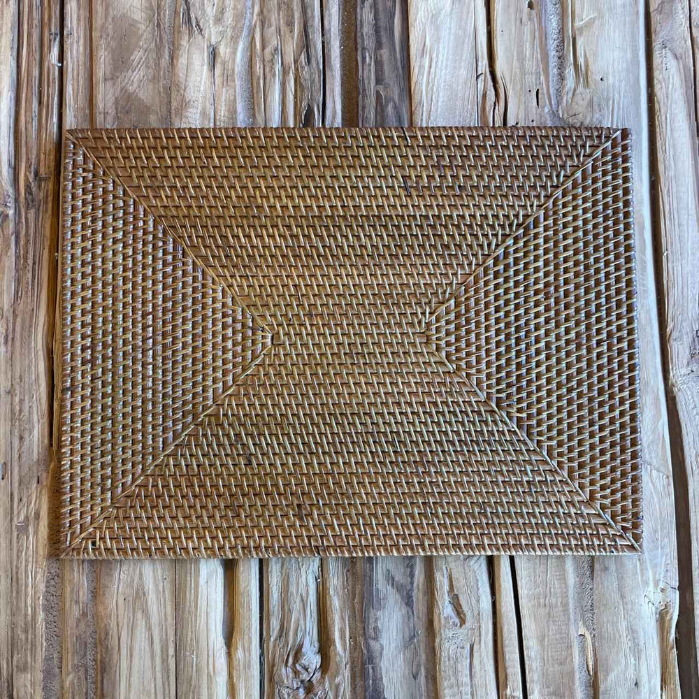 Sousplat Retangular Rattan - Natural