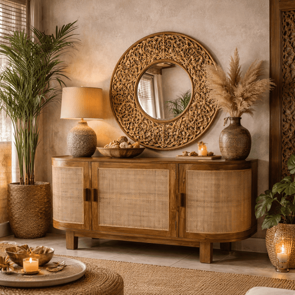 Buffet Madeira Oval 3 portas Rattan Fino