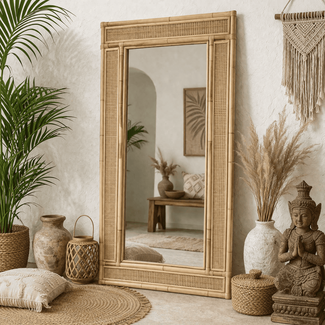 Espelho Rattan  Artesanal Retangular