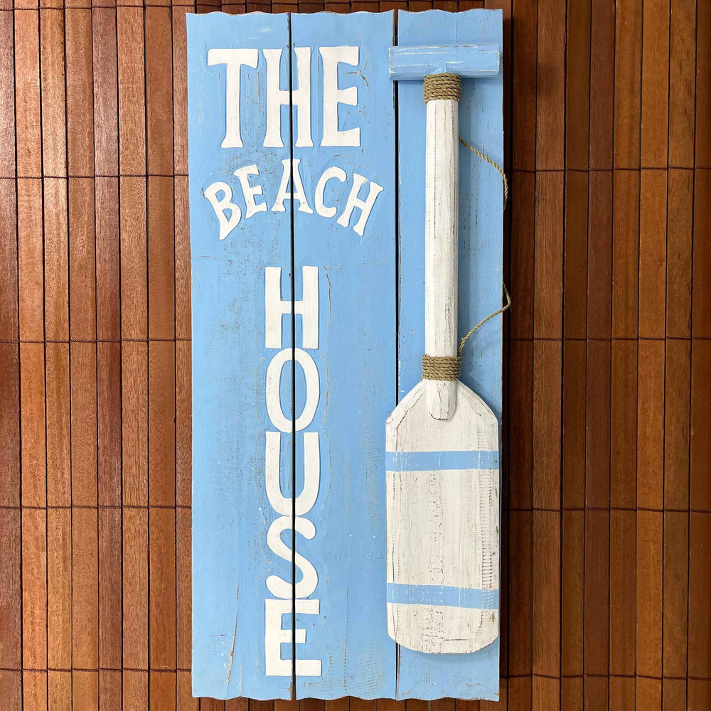 Placa The Beach House com Remo - Azul