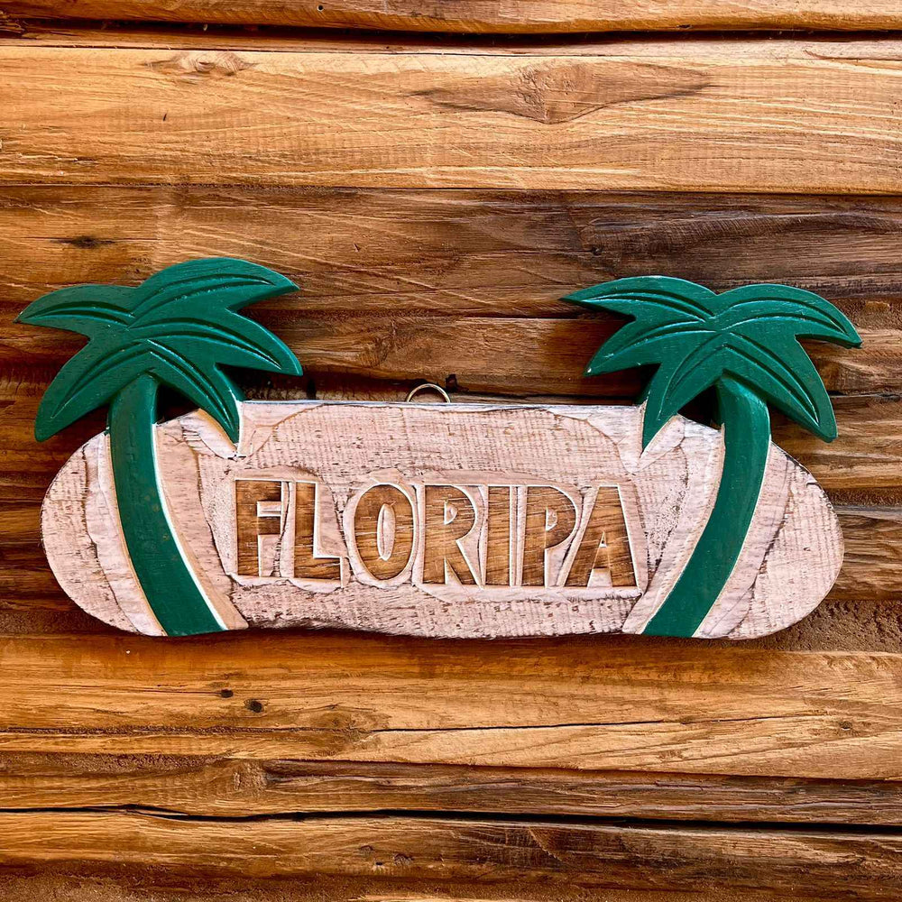 Placa com Palmeiras Floripa - Branco