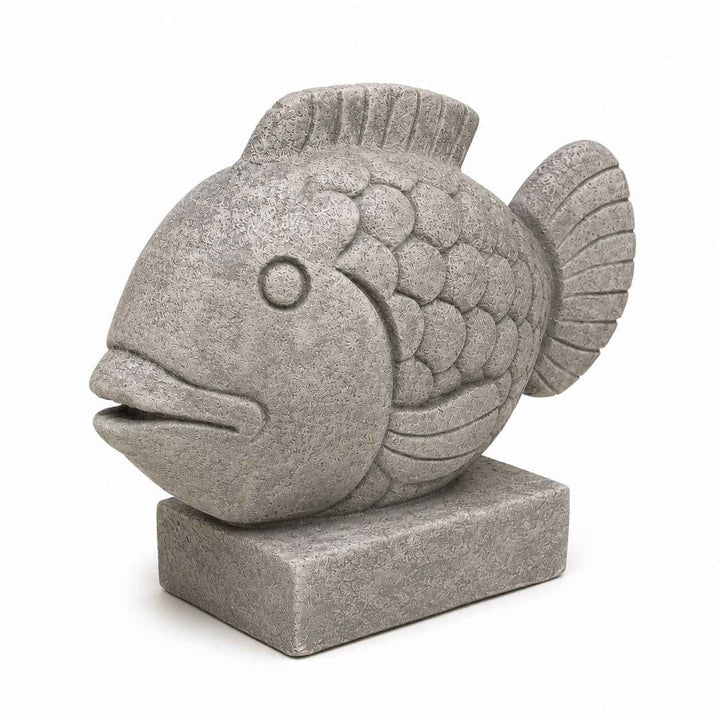 Fonte de Água em Concreto Peixe Cinza 52x40x23 cm