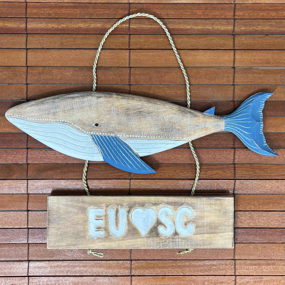 Placa de Baleia Eu <3 SC - Azul Escuro