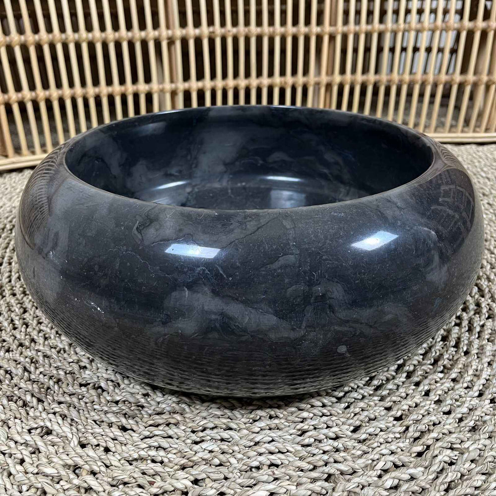 Cuba Redonda de Mármore Preto 40x15x40 cm