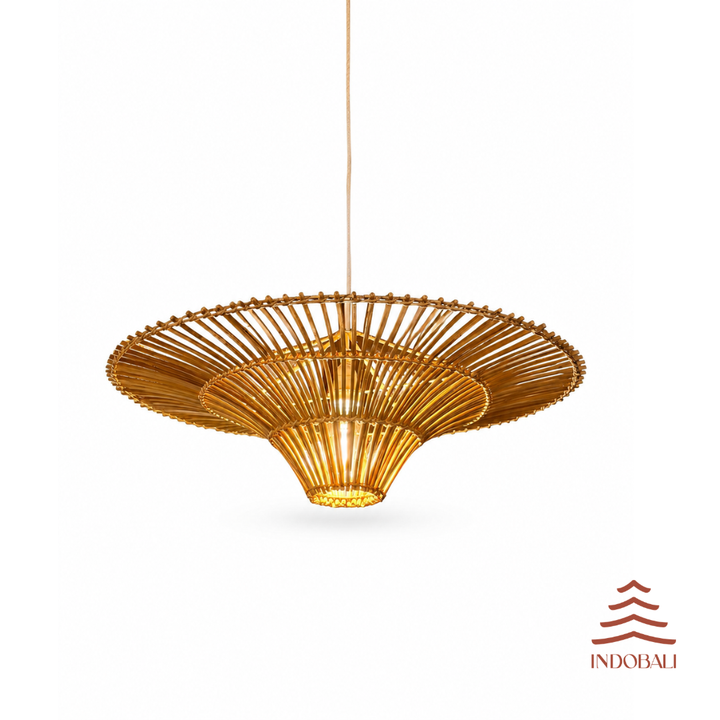 Luminária Pendente de Rattan Prato Invertido - Huarmey