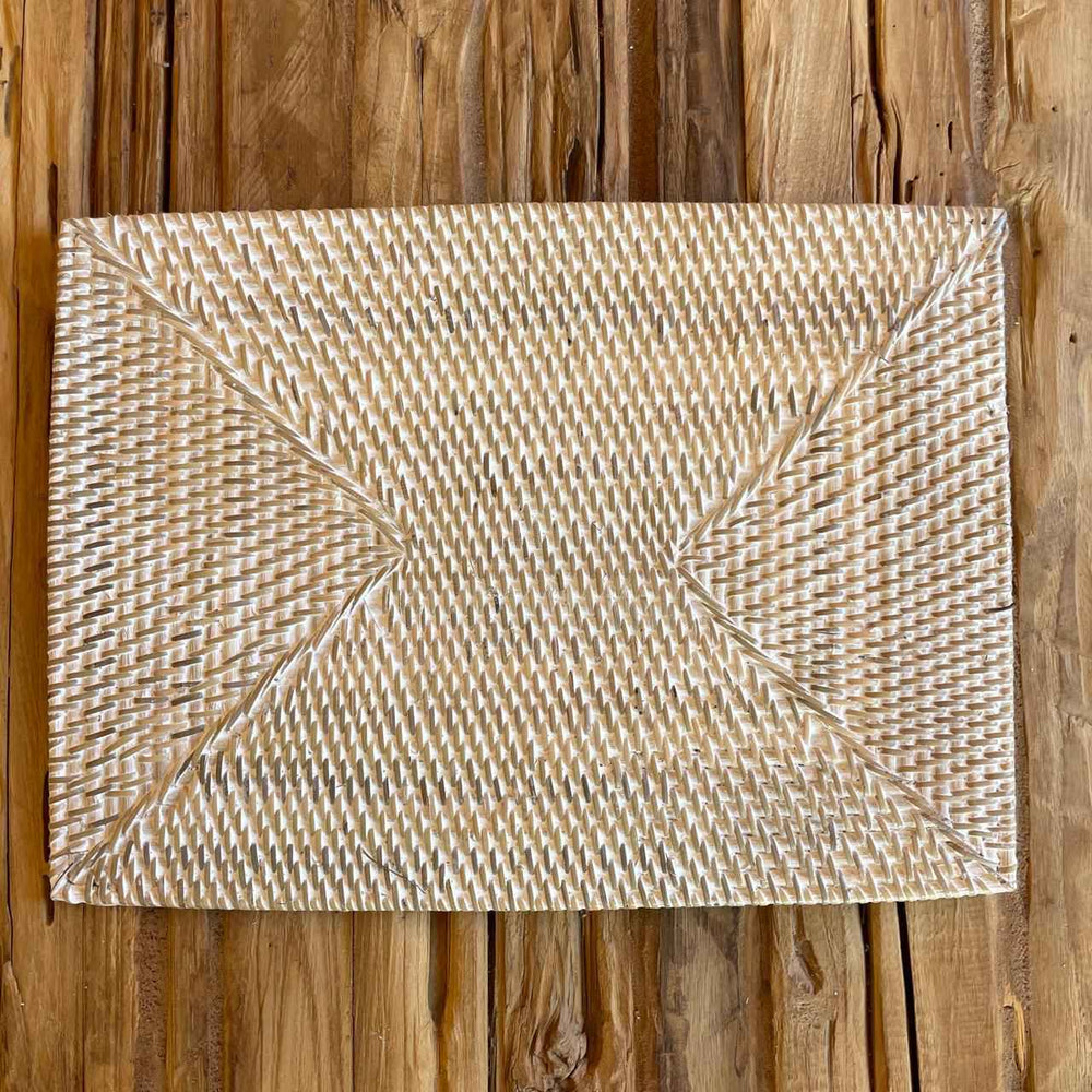 Sousplat Retangular Rattan - Branco