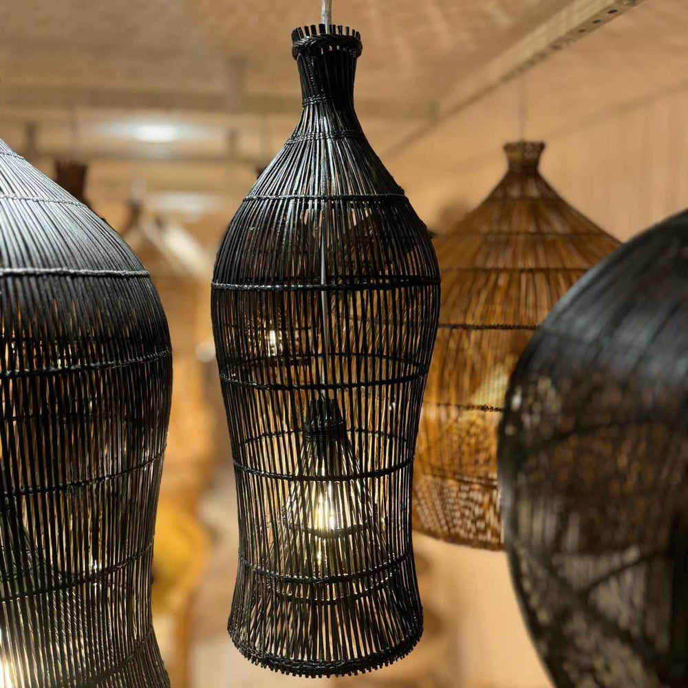 Luminária comprida Bambu Asiático Java Preto